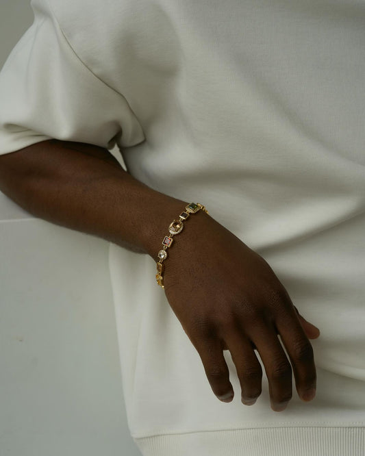 Bracelet en argent avec pierres précieuses